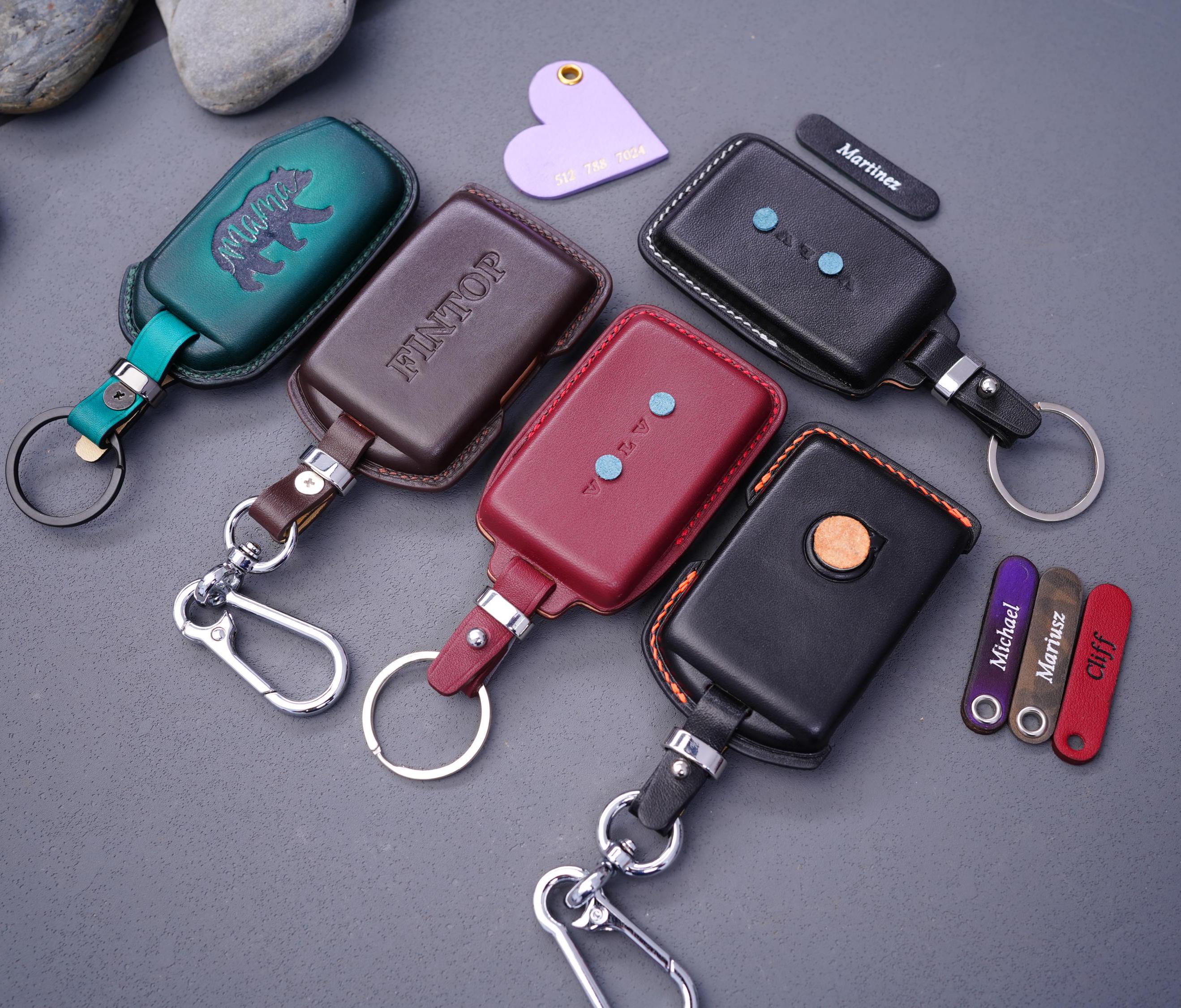 Polestar 3 Leather Key Covers & Volvo XC90  EX30 S60 V70 S80 S90 C30 V90 - Polestar 2 3 4 - Personalized Embossed Label as Requested...