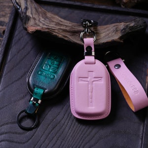 Custom Leather Key Fob Cover Honda Accord Civic CR-V H-RV Odyssey Pilot Ridgeline Personalized Gift for Him Keyless Remote Protector Case