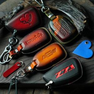 Chevy Cover 2009-2025 Silverado Z71, ZR2, RST, Blazer RS ,siverado 1500 2500 Trailboss Tahoe Suburban . Keychain Remote Leather Fob Holder