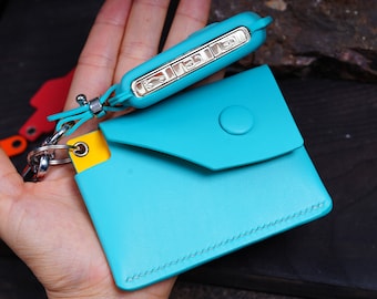 Volledig leren lederen sleutelhangercover van Volvo 2004-2025 voor XC60, EX30, XC90, XC40, S60, V60, V90, C40 – houder voor sleutelloze afstandsbediening en dunne portemonnee indien nodig.