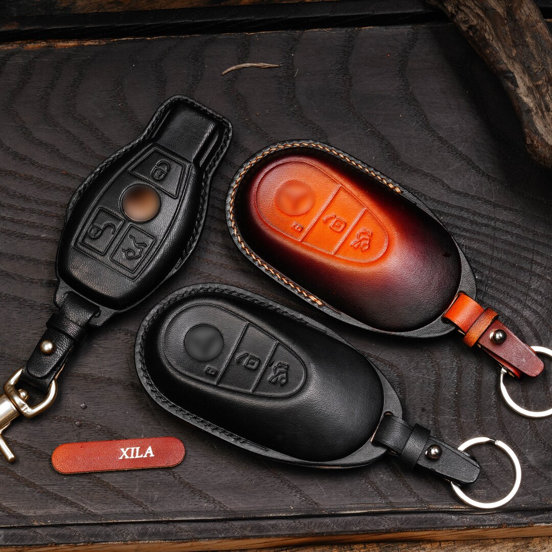 Mercedesbenz Crafted Leather Key Fob Cover Elegance for C E G M R S SL Series, Thoughtful Gift