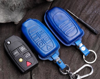 All Volvo 2004–2015 Leather Key Fob Cover for S40 S60 S80 XC90 XC60 XC70 V90 V60 V50 C30 C70 – Handmade, Multi-Color, Custom Embossed Logo