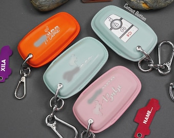 Aangepaste lederen sleutelhangerhoes voor Bronco SUV, houder afstandsbediening zonder sleutel, beschermhoes, patch en kleuropties, offroad-stijl