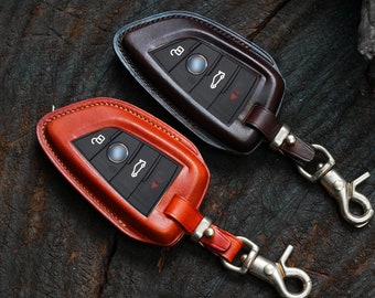 Personalization   Key Fob Cover Handcrafted Leather Case, Keychain Keyring for Men   Key Cover Personalized Keyless Remote Gift for Him