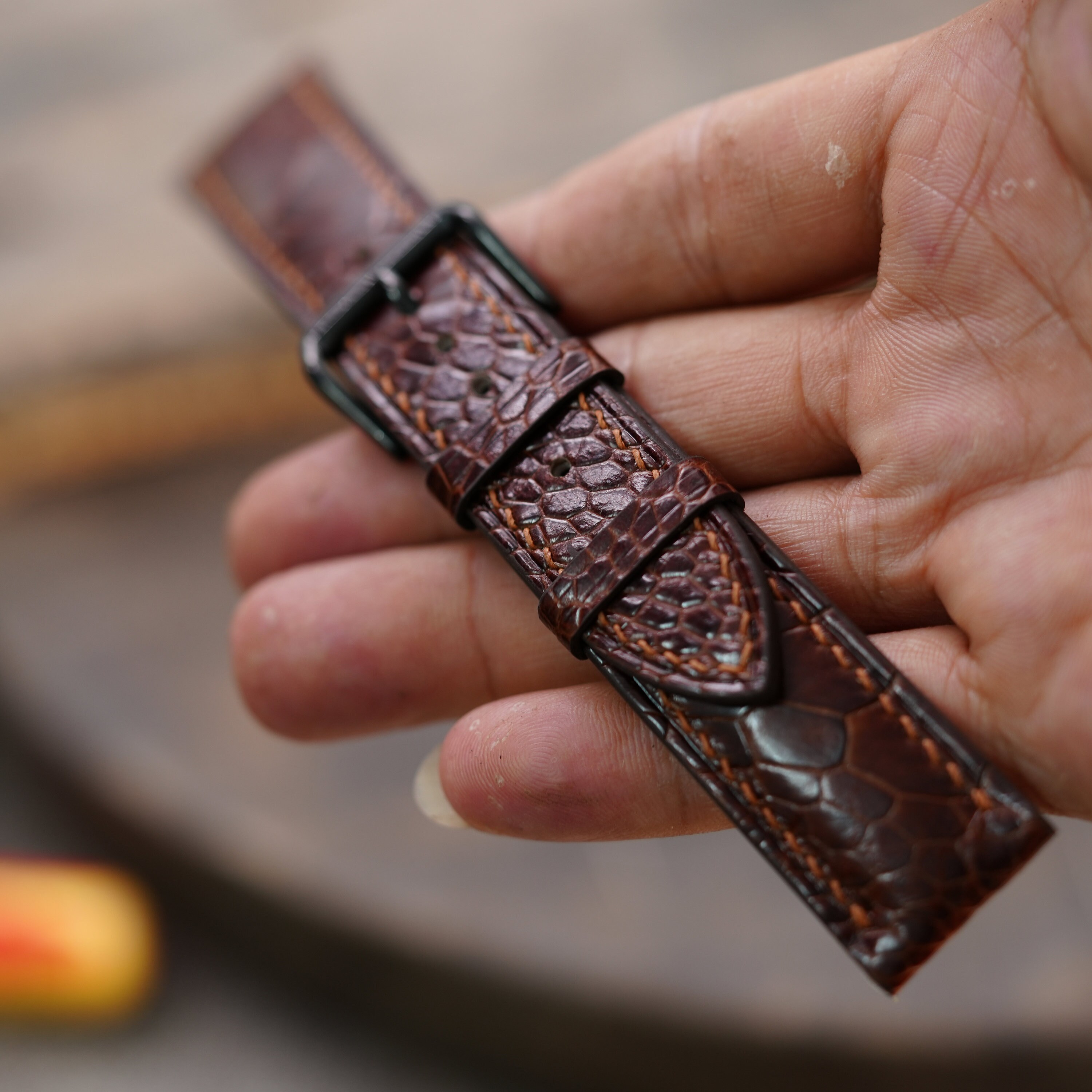 Ostrich Brown Leather Watch Strap Sizes 18mm 19mm 20mm 21mm