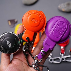 Custodia in pelle per portachiavi Mini Hatch Countryman Cabrio Clubman One – Guscio personalizzato per telecomando senza chiave – Colori pastello e personalizzati