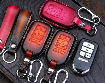 Leather Key Fob Cover for Honda Civic, CRV, HRV, Odyssey, Accord, Pilot, Jazz, Passport Fits 2022-2024 Models Perfect Gift Honda Accessories
