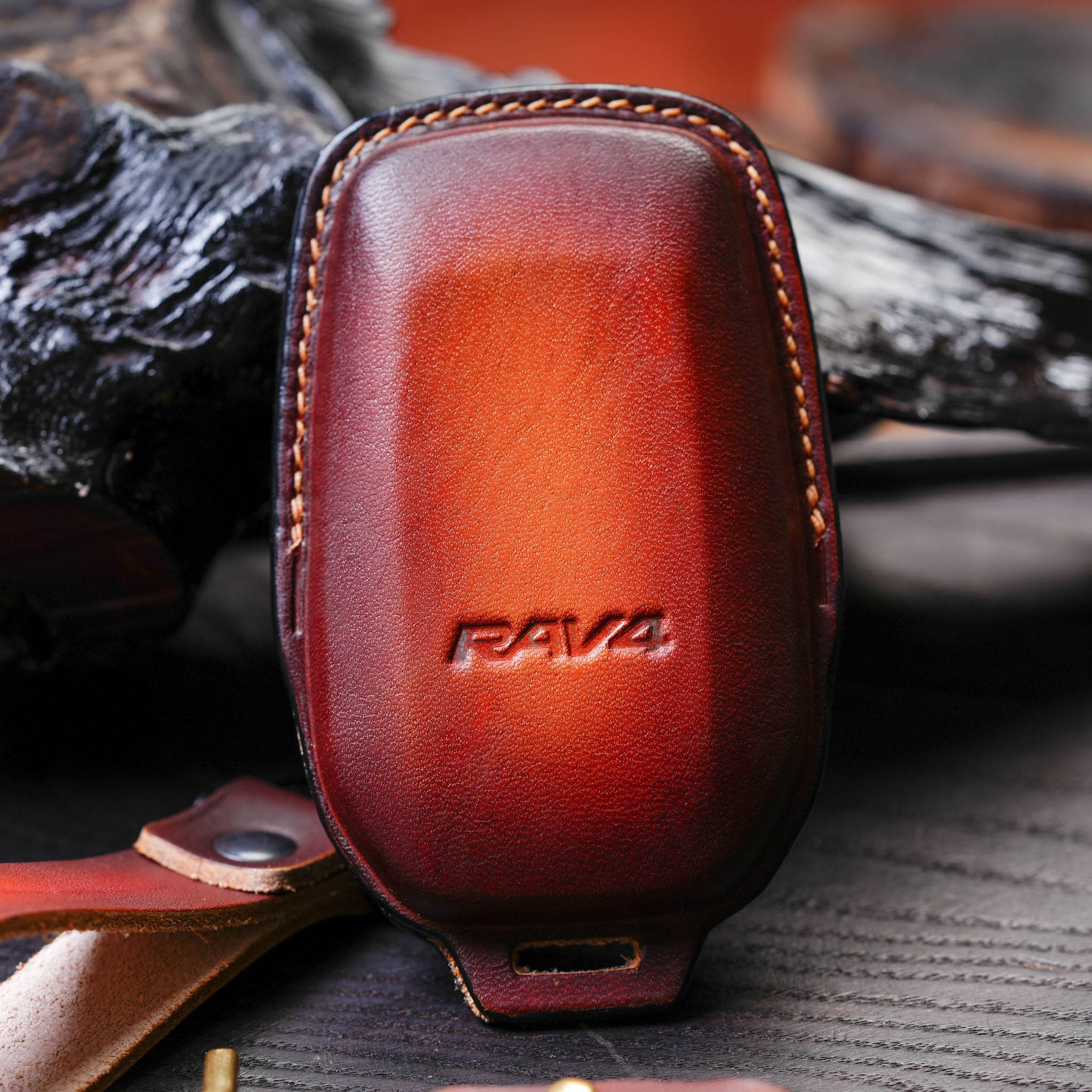 QBUC Genuine Leather Key Fob Cover For Toyota Tundra Venza Sequoia - View #13