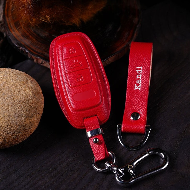 Fits Audi Q5 Key Fob Cover – Handcrafted Pebbled Leather Case | Compatible with A Series, Q Series,e-tron S-Line Custom Keychain, 66 Colors image 1