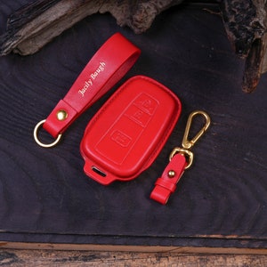 Leather Key Fob Cover for 2022-2024 Toyota 4Runner Limited - Fits TRD Off Road, Sport Models - Keychain, Remote Holder for 4Runner Keychain