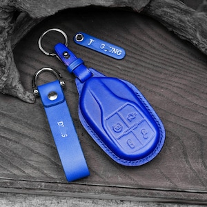 Maserati Ghibli Levante Quattroporte GTS Key Fob Cover, Leather Key Case for Granturismo GranCabrio, Handmade Remote Holder Stylish Keychain
