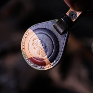 Llavero AirTag de cuero personalizado - Funda AirTag grabada para su perro - Llavero AirTag personalizado con llavero