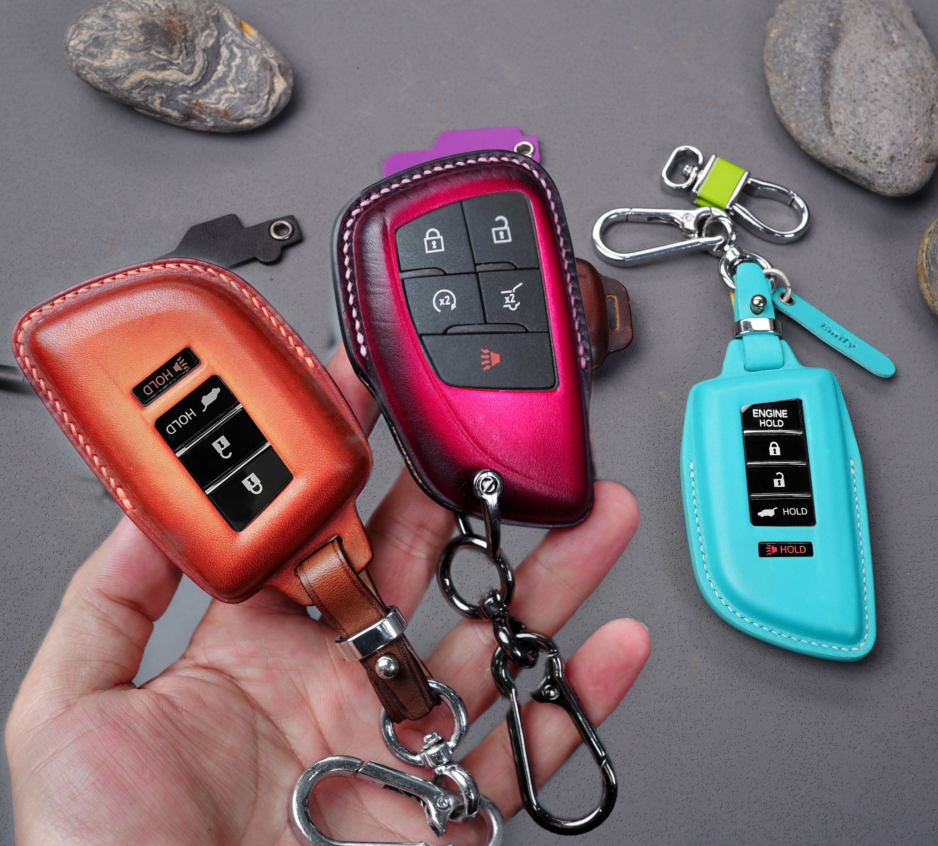 Acura 2008-2025 Custom Leather Key Fob Cover for MDX ,zdx
