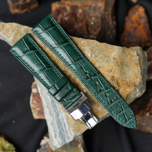 Green Allligator Leather Watch Strap - Handmade Bands in Various Sizes & Colors Follow the request if the customer wants (16mm to 26mm )