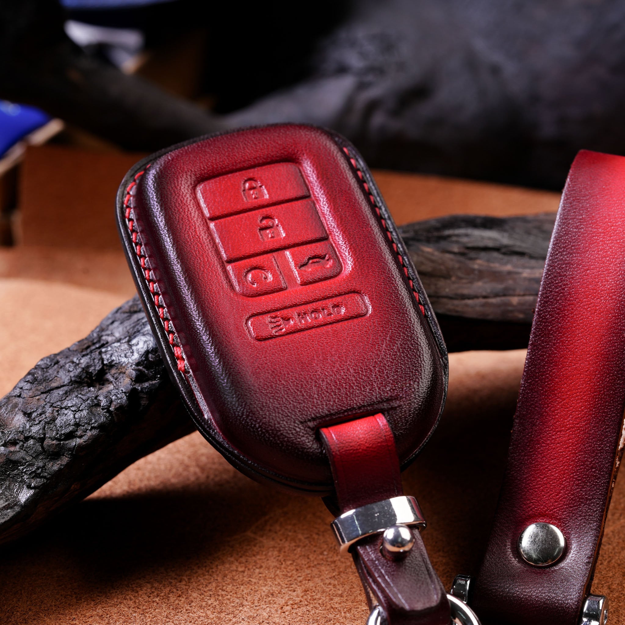 Ontto 3-Button Key Fob Cover Fit For Honda Smart Remote Key,Leather Key Protector Car Key Housing For Accord Civic CRV HRV Pilot Odyssey Passport Intelligent Key Blue - View #8