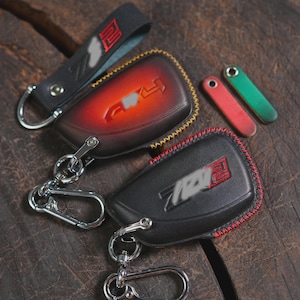 Key Fob Cover 2006 -2025 Handcraft Leather Key Case fits Sierra Canyon Yukon  Silverado tahoe AT4 Z71  RST ZR2 denali