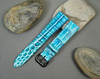 Cinturino Orologio Artigianale In Pelle Di Serpente Originale, Vari Colori E Misure 16-28mm, Lusso Vintage