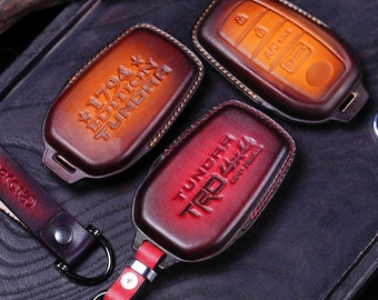 Tundra & Tacoma 2006 -2025  1794 Edition, TRD Pro, Platinum Capstone Key Fob Cover Case, Custom Leather Keychain for Keyless Remote