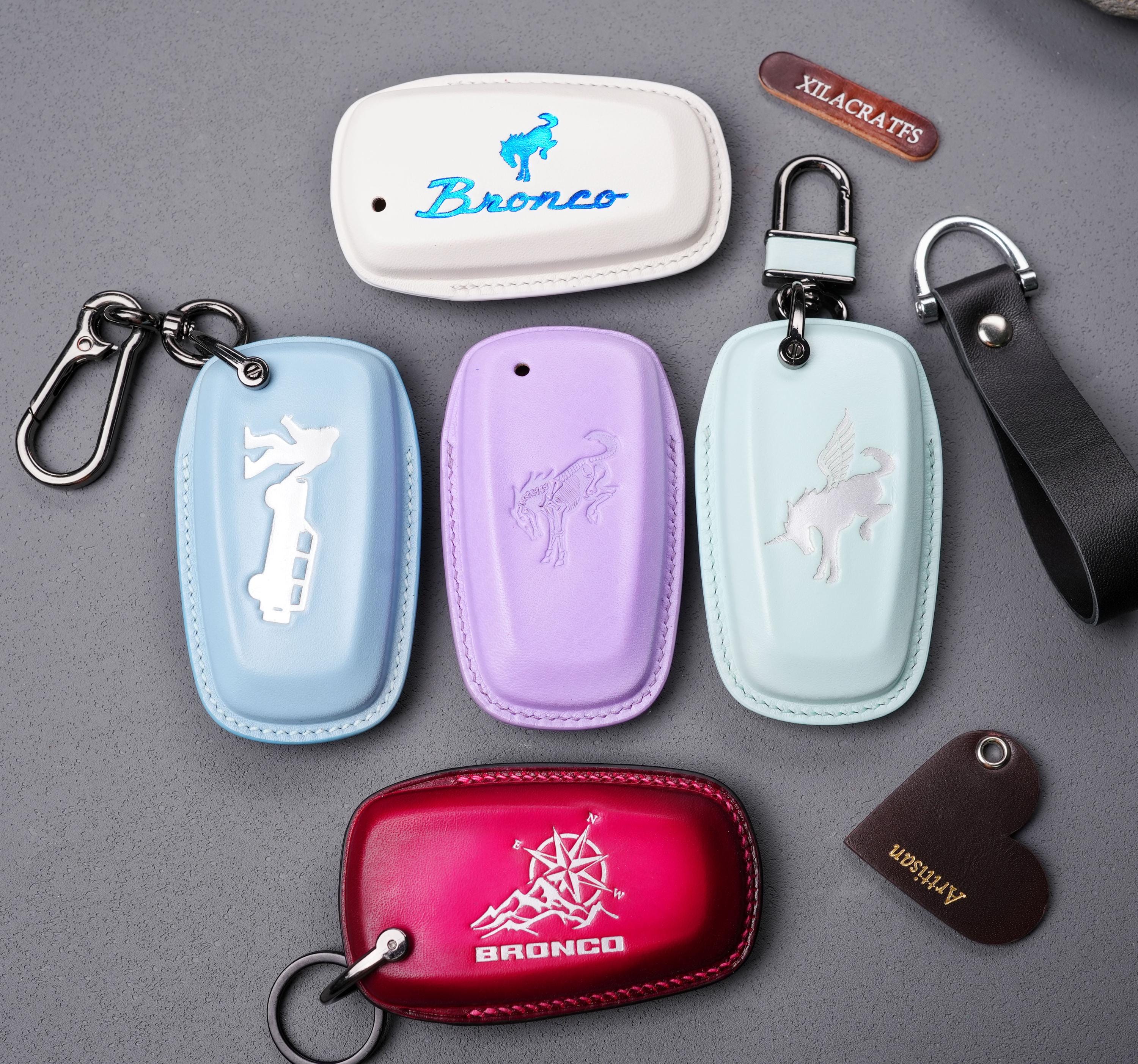 Cover for Bronco Sasquatch Sport (2022-2025) - Leather Key Fob Case, Keyless Remote Holder, Custom Keychain for Wildtrak & Big Bend