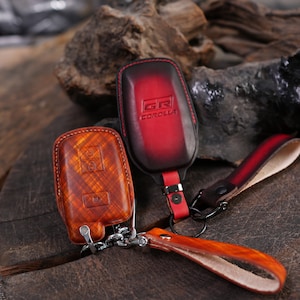 Toyota Corolla GR 2023-2024 Handcraft Leather Key Fob Cover Key Chains Keyless Keyring Remotes Unique Gift For Him Official GR Accessories