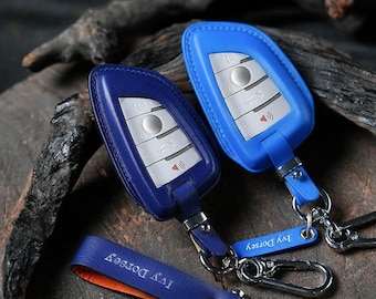 BMW Key Fob Cover 2014-2019, Handmade Leather Case Fits X5 X6 3 5 Series, BMW M Personalized, 100+ Custom Colors