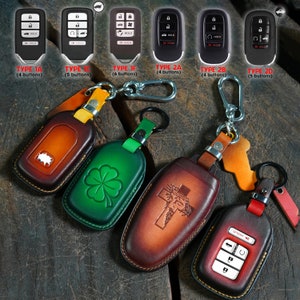 Leather Key Fob Cover Accord Civic CR-V HR-V , Key Case 2023-2024 for Entry Remotes, Keyless Key Ring, Honda Accessories, Birthday Gift