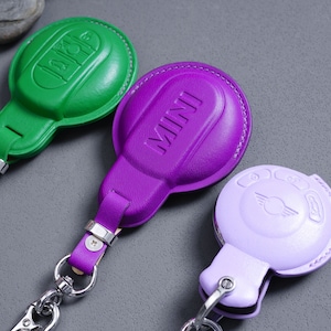 All MINI Cooper Leather Key Fob Cover – Fits J01 U25 F56 F57 F60 F54 – Clubman Countryman Convertible Electric – Handmade, Multicolor