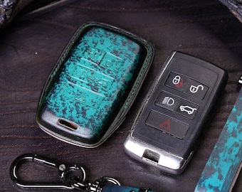 Custom Leather Key Fob Case L Rover 2024 Discovery Sport, Ev0que, Range, LR2, LR3 Defendes, Ja XF, XJ, XE F-Pace Birthday Gift for Him