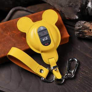 Cover portachiavi in pelle realizzata a mano con orecchie da topo Mini Cooper: accessorio essenziale per Clubman Countryman, regalo perfetto. Cover portachiavi intelligente con telecomando