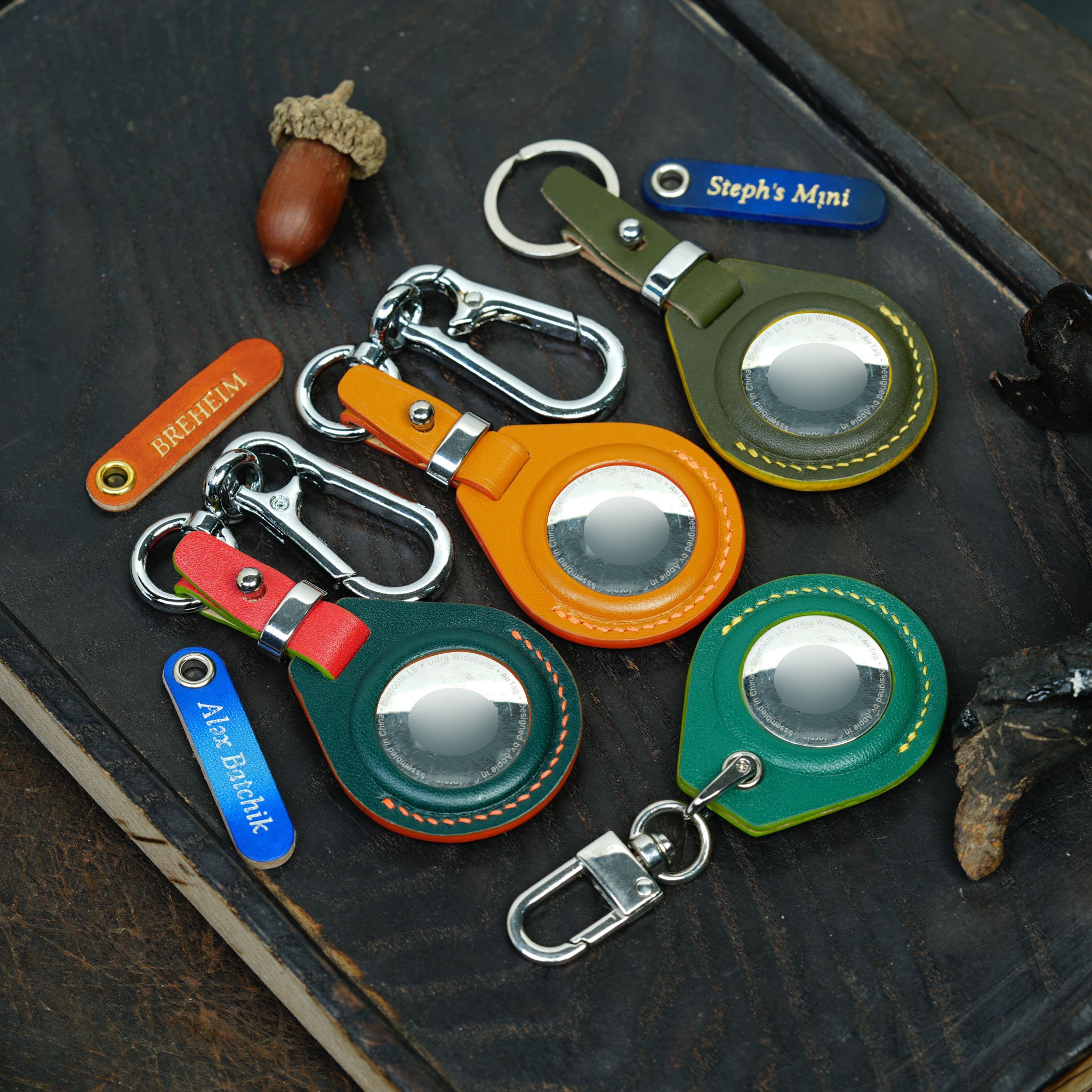 Custodia per Apple AirTag Cover in Pelle con Anello Portachiavi