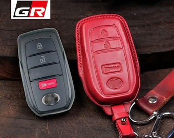 GR Corolla lederen sleutelhangercover 2023-2024, keyless keyring, stempel GR accessoires, cadeau voor hem 2022-2023 sleuteletui met ketting, verjaardagscadeau