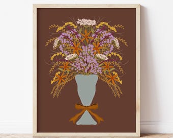 Wild Harvest Digital Art; Wildflower Bouquet Art; Autumn Wildflowers; Autumn Art; Fall Flowers; Fall Wall Art; Wildflowers Wall Decor