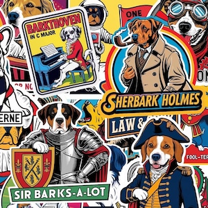 25 Historisch & Dramatisch Lustige Hunde Aufkleber - Laptop, Planer Aufkleber, Scrapbooking - Goodnotes Kompatibel - T-shirts - Transparente PNG
