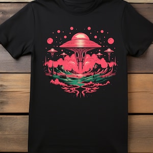 Visitors, Flying Saucers, Aliens, Trippy T-Shirt, Psychedelic