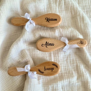 Personalized wooden baby hair brush