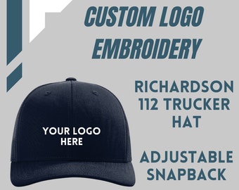 Custom Logo Embroidered Hats, Richardson 112 Trucker Hats Adjustable Snapback, Personalized Hats with Logo
