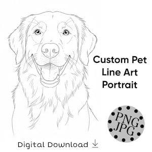 Custom Dog Line Art Portrait, Custom Pet Portrait, Personalized Pet Illustration From Photo, Digital Art, Printable Pet Portrait - PNG , JPG