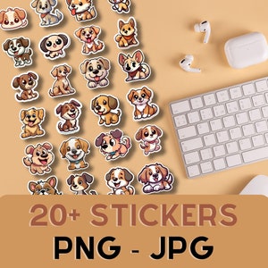 Printable Dog Stickers / Print and Cut Dog Stickers / Cute Dog Stickers / Printable Puppy Stickers / Cute Animal Stickers / PNG, JPG