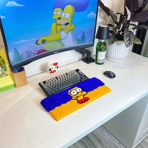 Reposamuñecas para teclado con diseño de chico skater con pelo puntiagudo tallado en 3D, alfombra ultra suave de 3,5 cm de grosor tejida a mano.