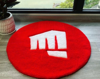 Tapete Tufted da Riot Games | Tapete Redondo para Área de Jogos | Tapete Personalizado com Punho Vermelho | Decoração Estética para Quarto Gamer | Tapete Fofo com Recortes 3D - Ideia de Presente