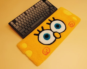 Reposamuñecas para teclado 3D Happy Sponge, con diseño de criatura marina de dibujos animados y acolchado a mano.