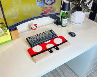 Apoio de pulso para teclado com estampa de olhos do Mario | Suporte para teclado mecânico retrô para jogos | Decoração fofa de anime para mesa | Tapete para presentear namorado gamer