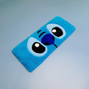 Reposamuñecas para teclado con diseño de alienígena azul, acolchado a mano, soporte de escritorio con diseño de monstruo kawaii.