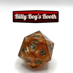Fire Emerald D20, Polyhedral Die for Table Top Role Playing Games!