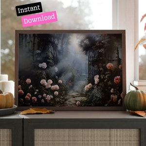 DIGITAL DOWNLOAD HALLOWEEN Enchanted Garden Print, Halloween wall art