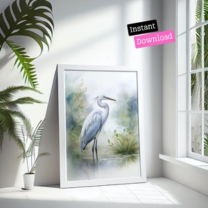Modernes WHITE HERON Wildlife POSTER, One Piece Wandkunst Geschenk für Vogelliebhaber, Housewarming Geschenk, digitaler Download
