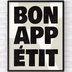 Stampa "Bon Appetit Kitchen", poster retrò, arte murale con tipografia moderna, arredamento da cucina unico, arte tipografica, regalo per lei, regalo per chef