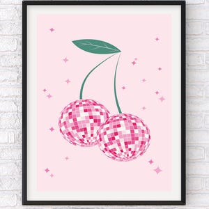 Disco Cherry Print: Funky Retro Wall Art Poster