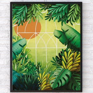 Charming Greenhouse Houseplant Poster, Indoor Plant Wall Art, Greenhouse Art Print, Love for Plants Inspired Decor