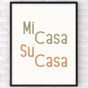 Mi Casa Su Casa Welcome Sign, Spanish Quote Art Poster, Funny Hallway Wall Decor, Retro Print for New Homes